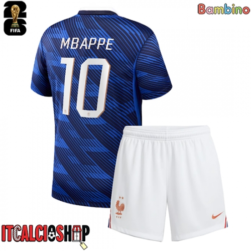 Francia Kylian Mbappe #10 Prima Maglia Bambino Mondiali 2026 Manica Corta (+ Pantaloni corti)